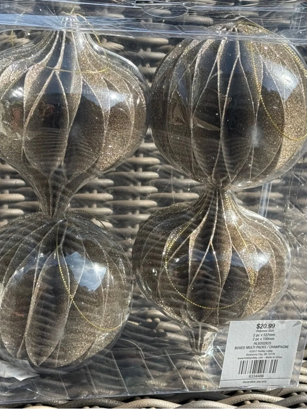 Gold Glitter Ornaments - Set of 4 - NWT